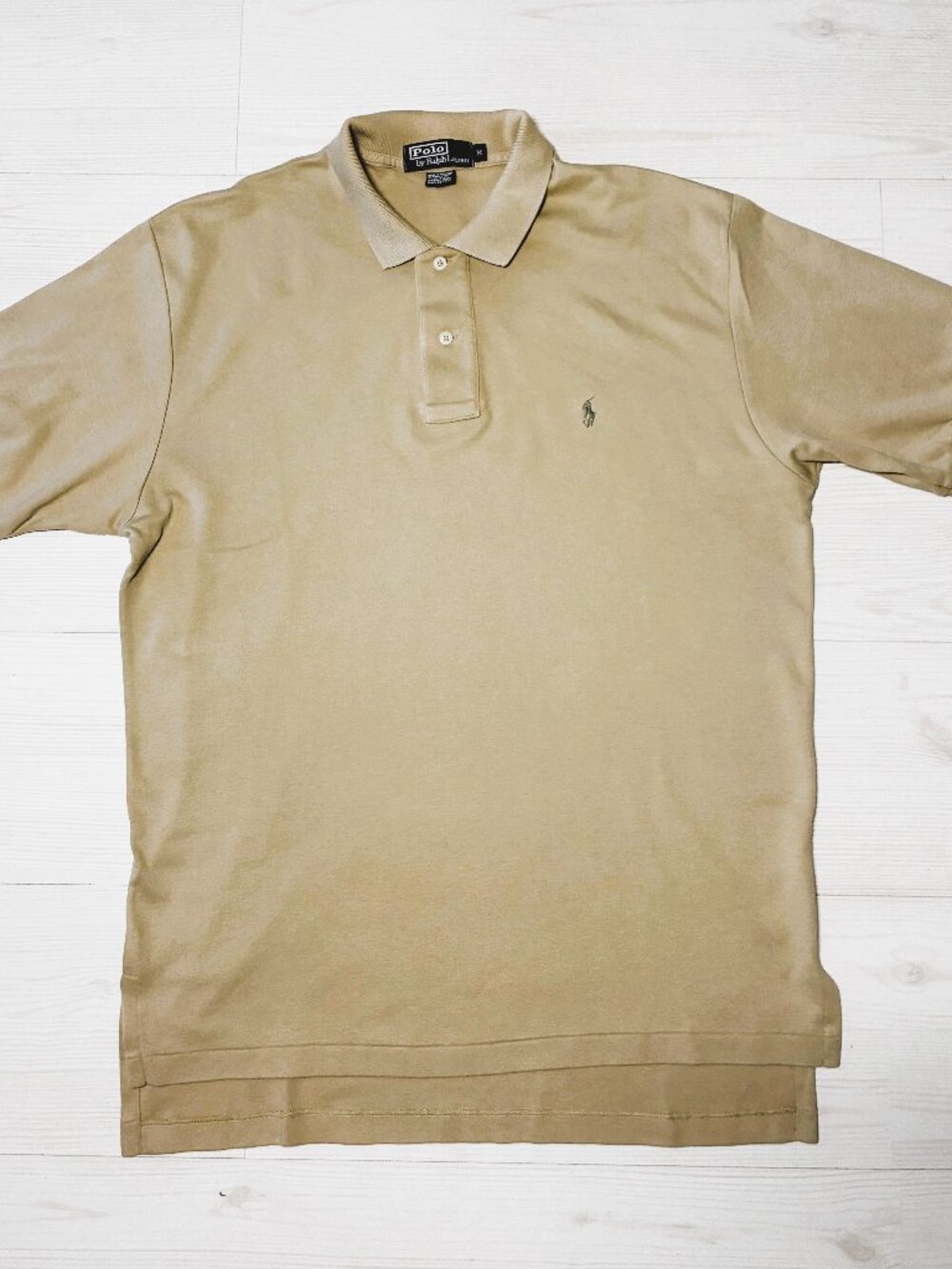 Vintage 90s Polo Ralph Lauren Men's M SoftTouch Interlock Shirt Khaki ( Fits L)